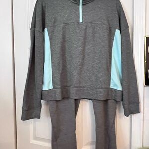 Xersion Gray and Mint  Jogging Suit with Modern Comfort